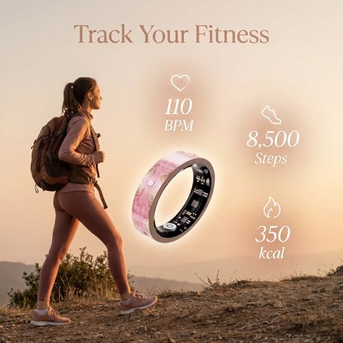 Smart Ring for Women, Sleep Tracker and Health Ring with Heart Rate, SpO2, HRV, Multi-Sport Tracking, IP68 Waterproof, Jewelry-Inspired Design, No Subscription, for iOS and Android (Pink, 9#) - Image 6