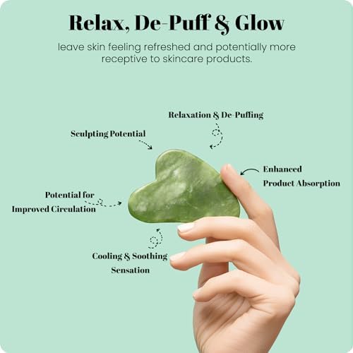ROSELYNBOUTIQUE Gua Sha Facial Tools & Jade Face Roller for Lift Wrinkless Natural Skincare Tool Jade Roller Guasha Tool for Face (Green) - Image 3
