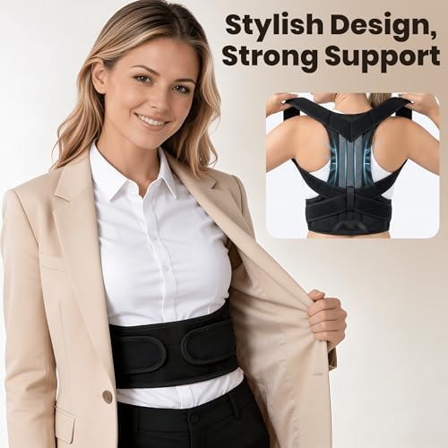 Posture Corrector for Women and Men - Adjustable Back Brace Posture Corrector with Strap - Upper-Lower Clavicle & Full Back Pain Support for Shoulder and Neck - Breathable Spine Straightener - Medium - Image 4