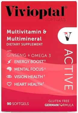 Vivioptal Active, 90 Softgels, Ginseng & Omega 3, Multivitamin & Multimineral, Gluten Free, German Formula - Image 2