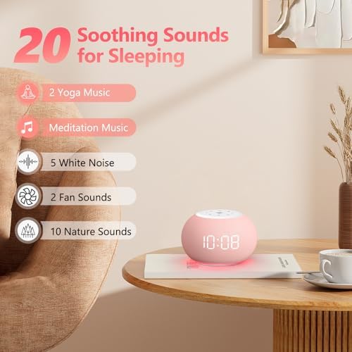 REACHER Auto Dimmable Sound Machine Alarm Clock with Night Light for Girls - Image 4