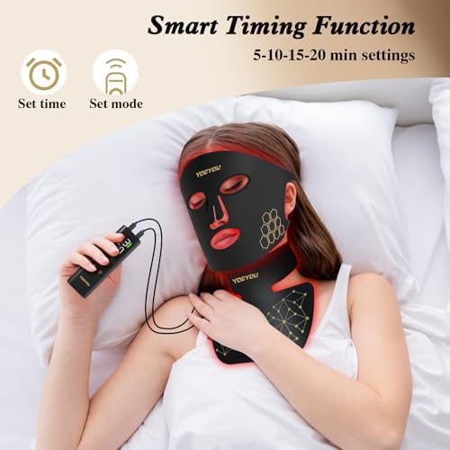 Red Light Therapy for Face and Neck, 850nm Infrared & Red Light Mask, 4 Modes LED Face Mask Light Therapy with Neck Masks, 2600mAh Rechargeable Portable Skincare Device at Home & Travel - Image 6