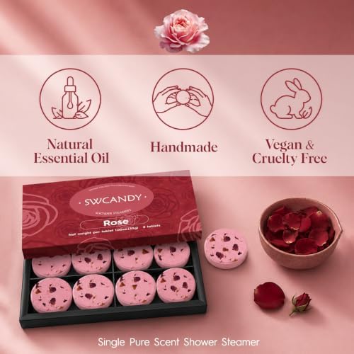SWCANDY Rose Shower Steamers 8 Pack, Home Spa Self Care - Image 6