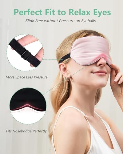 BeeVines 100% Mulberry Silk Sleep Mask, Light Blocking Eye Masks (2 Packs) - Image 3