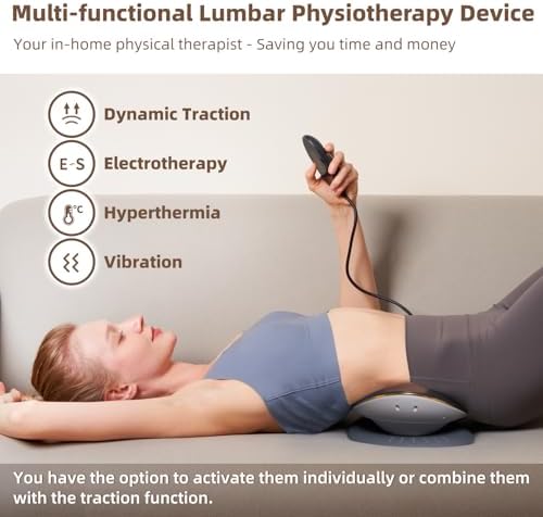 Electric Lumbar Traction Device, Multifunctional Back Traction Device with Dynamic Airbag Traction, 20-Level Electrotherapy, 3-Level Vibration Massage and Thermal Therapy from 113 to 131℉ - Image 2