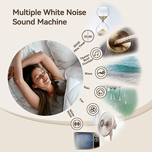 Vivilumens Birthday Gifts for Women 6 in 1 Bedside Lamps with Wireless Charger Bluetooth Speaker White Noise Machine Music Table Lamp Night Light Personalized Gift for Mom Teens Girls(Sound Upgrade - Image 6