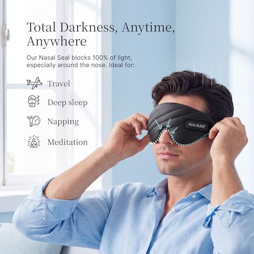 Nox Sleep 3D Sleep Mask for Men, 100% Blackout Eye Mask for Sleep, Ice Silk Lightweight Sleeping Mask for Side Sleepers, Soft Breathable Blindfold Perfect for Travel & Deep Sleep - Image 3