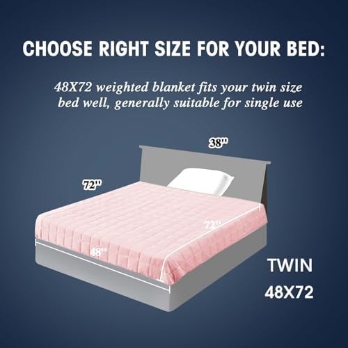 yescool Weighted Blanket for Adults (17 lbs, 48" x 72",Pink Grey) Cooling Heavy Blanket for Sleeping Perfect for 160-180 lbs, Twin Size Breathable Blanket with Premium Glass Bead, Machine Washable - Image 2