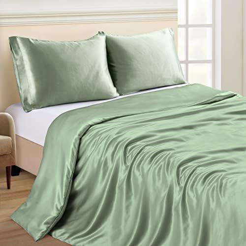 NSGZ Satin Duvet Cover for Weighted Blanket, 48x72, 8 Ties, Sage Green - Image 2