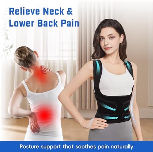 Posture Corrector for Women & Men, Adjustable Back Brace Shoulder Straightener, Full Back Support for Upper & Lower Back Pain, Hunchback, Scoliosis Relief (Black, Small) - Image 3