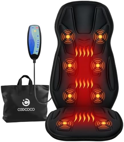 CooCoCo Vibration Back Massager with Heat, Massage Chair Pad with Carry Bag by CooCoCo