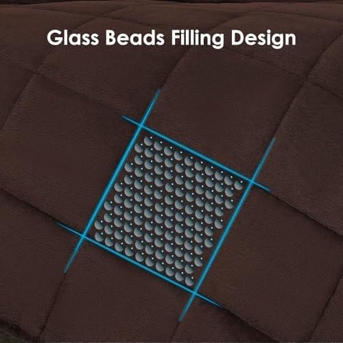 yescool Weighted Blanket for Adults (15 lbs, 60" x 80", Brown) Heavy Blanket for Sleeping Perfect for 140-160 lbs, Queen Size Breathable Blanket with Premium Glass Bead, Machine Washable - Image 5