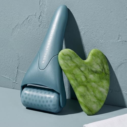 ROSELYNBOUTIQUE Ice Roller & Gua Sha for Face - Wrinkles Fine Lines Puffiness Guasha Massager Facial Skin Care Tools Self Care Gifts for Men Women (Deep Ocean) - Image 2