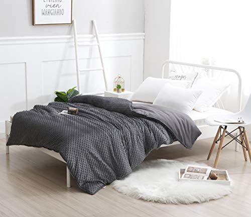 F.Y.Dreams Weighted Blanket Duvet Cover 60x80 inches with 8 Ties,Zipper on Long Side/Cotton&Minky Dot, Dark Grey/Just Duvet Cover - Image 2