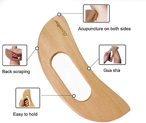 Wooden Cellulite Massager, Body Guasha Tool Wooden Guasha Tool for Body Guasha Wood Stick Massage Tool Lymphatic Drainage Body Muscle Relaxing- Wood Therapy Release Back Legs Shoulder Pain - Image 4