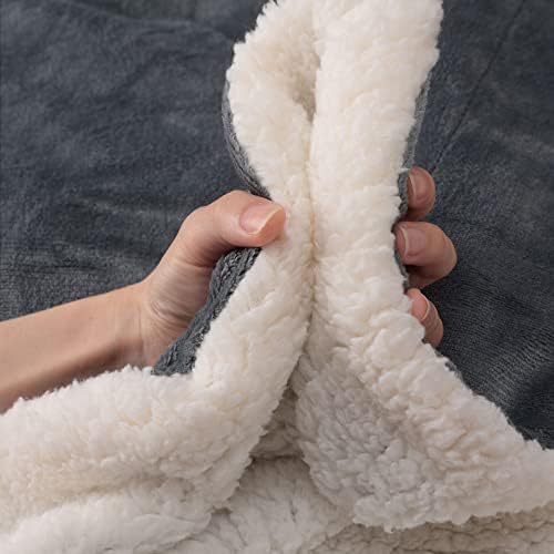 NANPIPER King Size Sherpa Blanket, Soft Fleece Throw for Bed, Reversible Thick Fuzzy Blanket for Winter (Grey, 90x108 inches) - Image 5