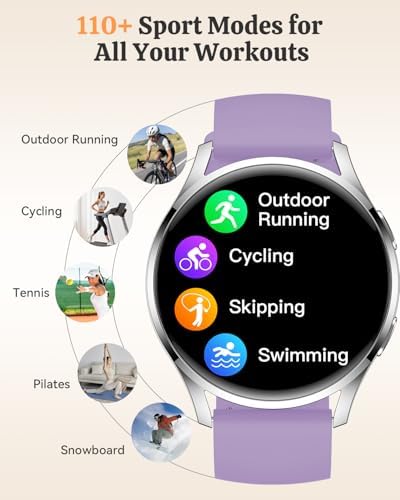 Smart Watch Fitness Tracker for iPhone Android for Women Men, Activity Tracker with Calorie & Step Counter, 150+ Sports, Daily Workout & Sleep Monitor，IP68 Waterproof Smartwatch (Purple) - Image 4