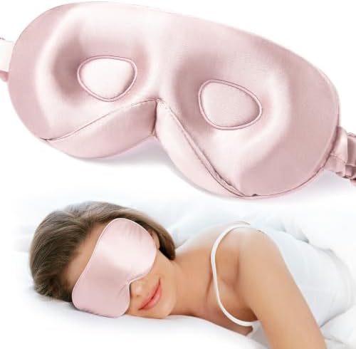 LitBear 100% 22 Momme Mulberry Silk Sleep Mask - 3D Contoured, Light Pink by LitBear