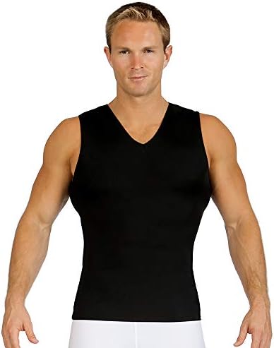 Insta Slim Mens Compression Sleeveless V Neck Muscle Shirt- Slimming Body Shaper Undershirt by InstaSlim