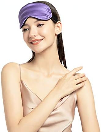 100% Mulberry Silk Sleep Mask Blackout, Cute Natural Sleeping Mask with Adjustable Elastic Strap, Satin Eye Cover for Men Women Adults (Purple) - Image 5
