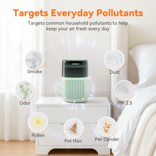 AIRROMI HEPA Air Purifier for Bedroom&Home,Pet Air Purifier for Home,Removes Pet Odor,Cat Litte Smell,Dust,Quiet Room Air Purifier with Scents,360°Air Cleaner,A2005 Fresh Turquoise - Image 4