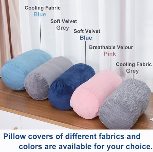 1 MIDDLE ONE Bolster Pillow with Removable Velvet Cover, Round Cylinder Neck Roll Pillow for Head, Back, Leg Support, Decorative Bed and Couch Pillow 16 x 6 Inches (Cooling Grey) - Image 5