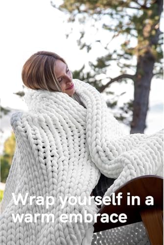 YnM Velvet Weighted Blanket, Handmade Chunky Knitted Design, Soft and Cozy, Temperature Regulating and Breathable, Machine Washable Throw for Sleep or Home Decor (Light Grey, 85x103 Inch, 30lbs) - Image 3