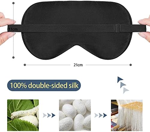 townssilk 100% silk sleep mask with adjustable strap,comfortable and super soft eye mask ultimate sleeping aid,blindford silver stars - Image 4