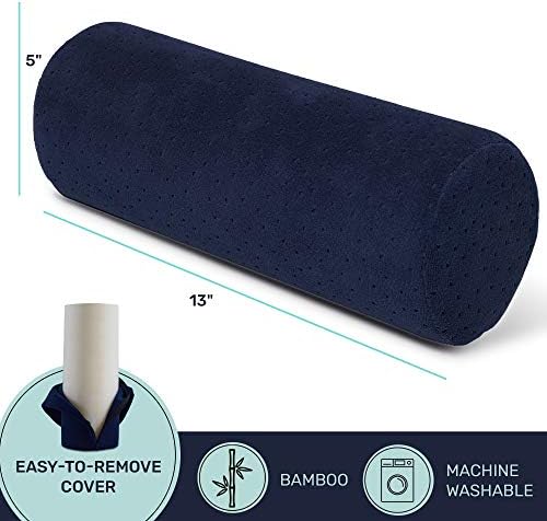 AllSett Health Round Cervical Roll Cylinder Bolster Pillow with Removable Washable Cover, Ergonomically Designed for Head, Neck, Back, and Legs || Ideal for Spine and Neck Support, Navy - Image 5