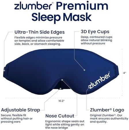 Zlumber Premium Eye Sleep Mask for Men & Women - 100% Blackout 3D Contoured Night Eye Mask for Sleeping, Travel Eye Mask & Side Sleeper Mask, Zero Eye Pressure, Adjustable - Image 6