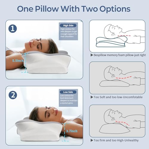 Cervical Neck Pillow for Pain Relief - Ergonomic Side Sleeper Pillow for Neck Support, Cooling Memory Foam Pillows, Contour Pillow Orthopedic Bed Pillow for Back Stomach Sleepers (Dark Grey) - Image 5