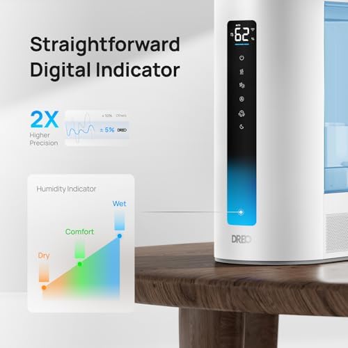 DREO 6L Humidifiers for Bedroom, Smart Warm & Cool Mist for Large Room, 60Hr Quiet Runtime for Baby, Plant, Humidity Sensor, Indicator Light, 12H Timer, Google/Alexa, Blue - Image 5