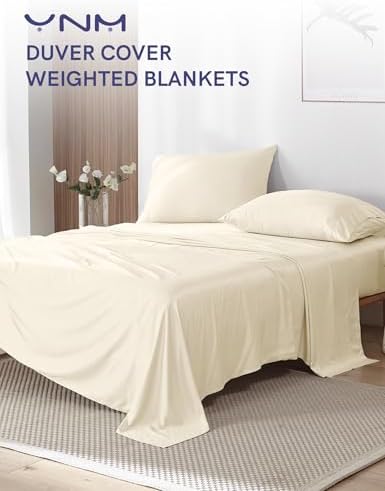 YnM Exclusive Cooling Duvet Cover for Weighted Blankets with 16 Strings (Champagne Beige, 88"x104") - Image 2