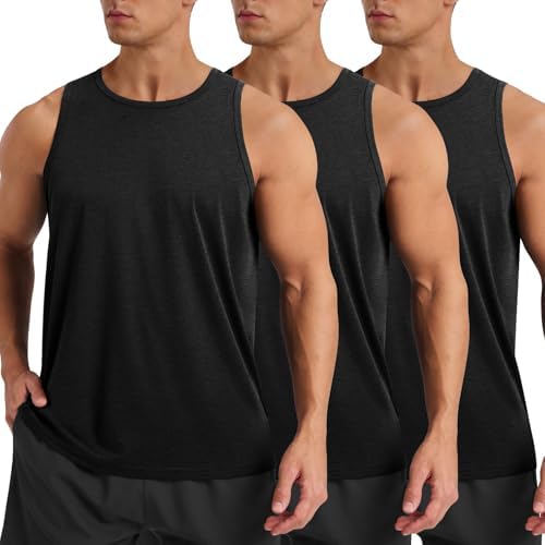 BOOJO 3 Pack Tank Tops Men - Summer Quick Dry Moisture Wicking Workout Muscle Sleeveless Shirts for Gym Beach Running by BOOJO