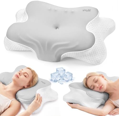 VYLEE Cervical Neck Pillow, Memory Foam Contour Pillow (Grey) by VYLEETechnologyLLC