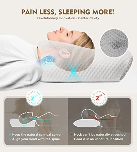 Osteo Cervical Pillow for Neck Pain Relief, Hollow Design Odorless Memory Foam Pillows with Cooling Case, Adjustable Orthopedic Bed Pillow for Sleeping, Support for Side Back Sleepers - Image 2