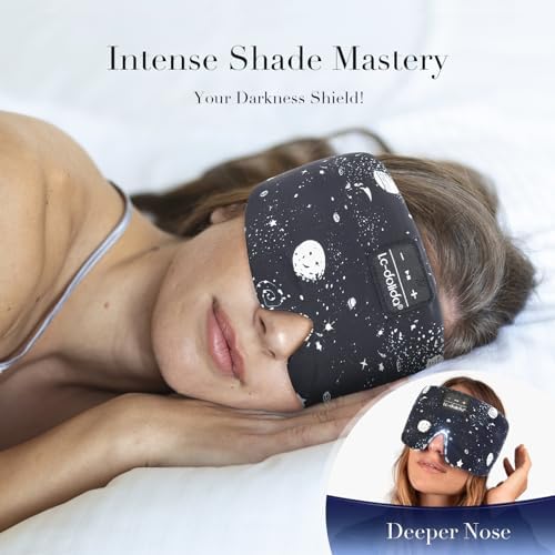 LC-dolida Sleep Mask with Bluetooth Headphones, Extra Large Silk Eye Mask for Sleeping Side Day Sleepers, Sleep Headphones Bluetooth 5.4 for Women Men with Thin Speaker, Blackout, Comfort, Microphone - Image 2