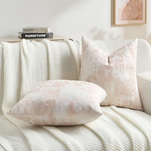 FUTEI Pack of 2 Faux Cashmere Throw Pillow Covers 12x20 Inch,Pink White - Image 5