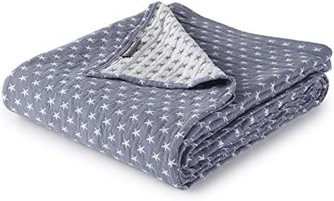 Sterling Creek Dawson Star Muslin Blanket King Three Layers Lightweight Breathable Cotton Gauzy Blanket for Adults, All Season (King, Blue) by Sterling+Creek