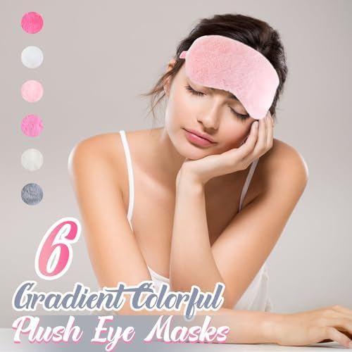 Cuffbow 6 Pack Fuzzy Sleep Masks Plush Eye Mask,Simplicity,Pure - Image 4