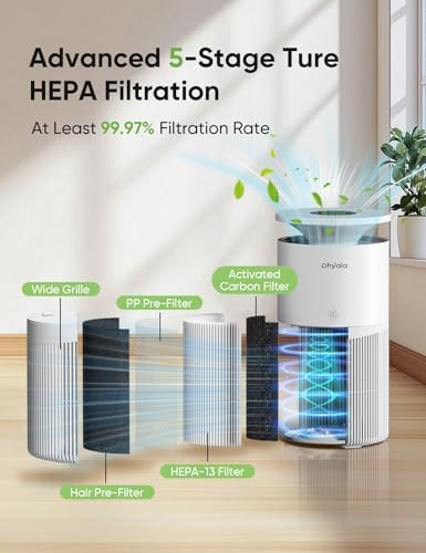 Air Purifier for Home Large Room up to 3620Ft², H13 True HEPA Air Purifiers for Home Pet Hair Dander Odor Pollen, Air Cleaner with Smart WiFi, 360° Air Intake, Auto Mode, Pet Lock, 22dB Quiet - Image 2