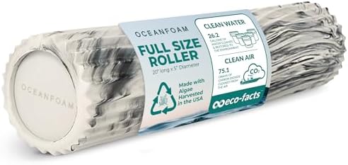 Oceanfoam Tidal Roller - Black Marbled - Muscle Massage Foam Roller for Back Pain & Stretching - Firm and Ergonomic Wide Wave Textured - Yoga, Athletics, & Wellness - Full Size, 20" x 5" by Oceanfoam