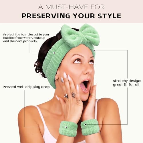 Ayesha Spa Headband and Wristband Set for Washing Face Skincare Makeup - Image 3