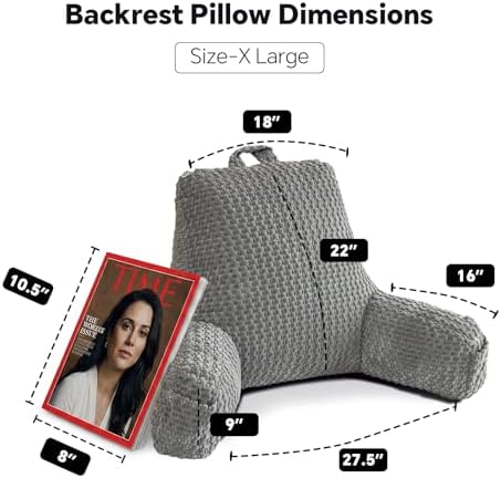 Reading Pillow with Arms for Sitting in Bed,22" Backrest,Gray Corduroy,XL - Image 5
