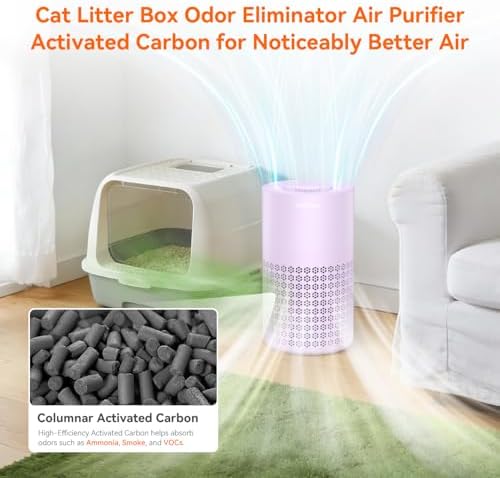 AIRROMI Air Purifier for Bedroom with HEPA 3-in-1 Filter, Pet Air Purifier for Home Cat Pee Smell, Covers Upto 990 Ft², Quiet 360°intake Air Cleaner for Pet Hair,Allergies,Pollen,Smoke A2001 Purple - Image 4