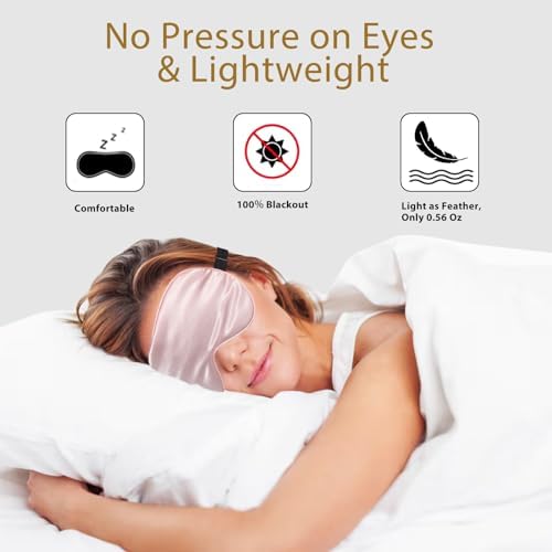 4 Pack Silk Sleep Mask, Blackout Eye Mask with Adjustable Strap - Image 3