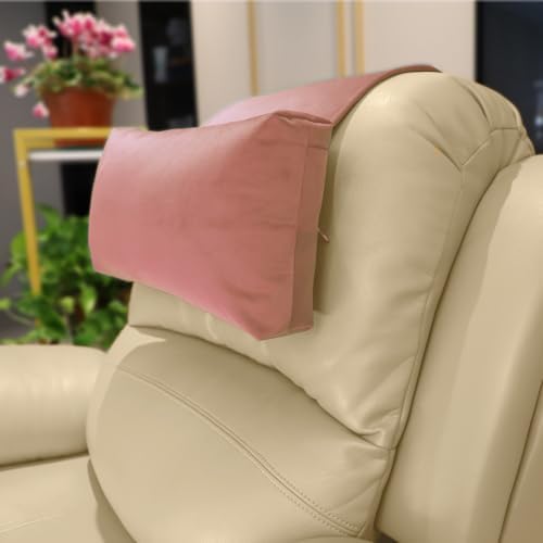 Velvet Recliner Head Pillow with Non-Slip Base - Adjustable Neck Support for Pain Relief in Home, Office and Travel (Pink) by AmazeCov