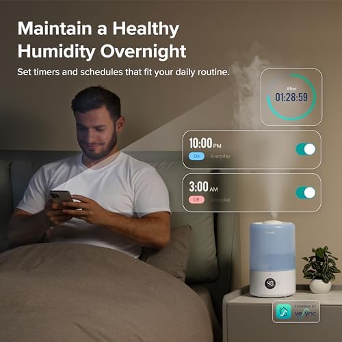 Levoit 3L Dual 200S Smart Humidifiers for Bedroom, Top Fill, Quiet, Blue - Image 4