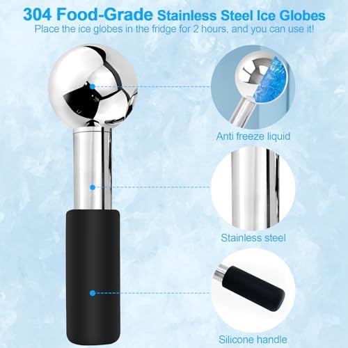 CGBE 360 Rotating Ice Globes for Face, Stainless Steel Facial Globes - Image 3