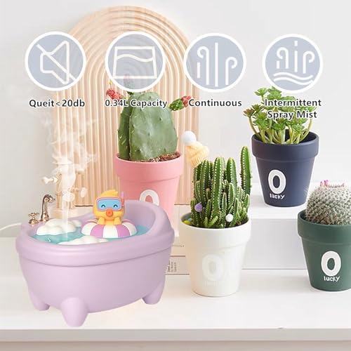 Small Mini Humidifier,Top Fill 340ml Portable Desktop Humidifier Diffuser with Cool Mist, 20db Quiet 7 LED Light Auto Shut off for Travel,Bedroom,Plants,Home,Office,Nursery,Women (Purple) - Image 3